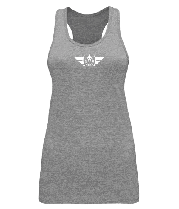 debardeur femme king of power prod gris chiné logo blanc